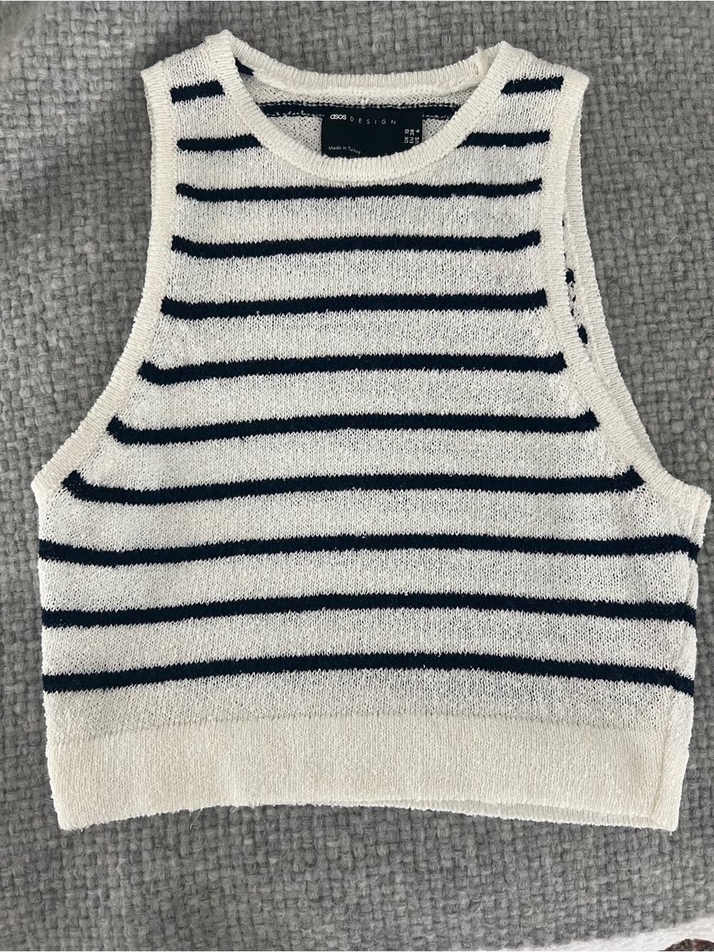 ASOS Striped Knit Tank Sweater - White & Navy -